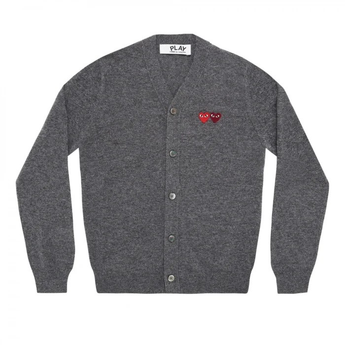 PLAY MEN'S CARDIGAN WITH DOUBLE EMBLEMS GREY