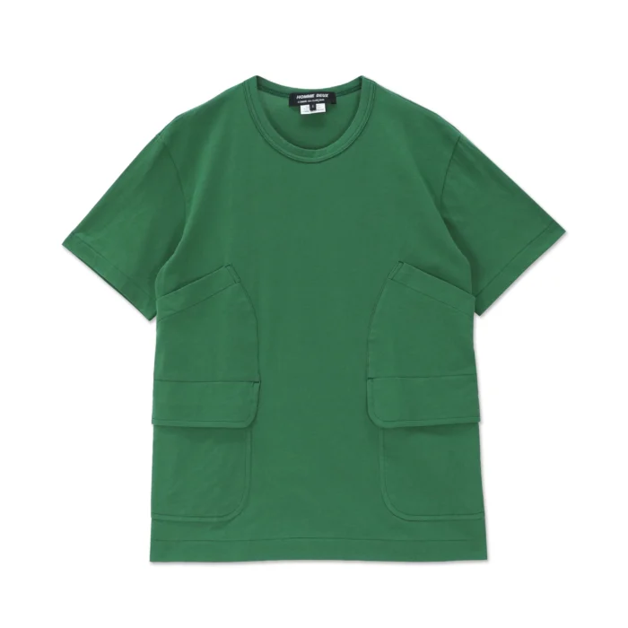 GREEN CURVED PATCH POCKET T-SHIRT